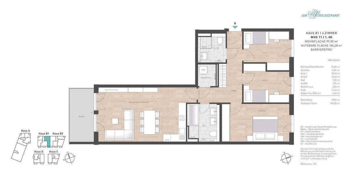 Etagenwohnung Gauting - 4 Zimmer, 99 m&sup2;, 894.900&euro; | Angebot:26555172