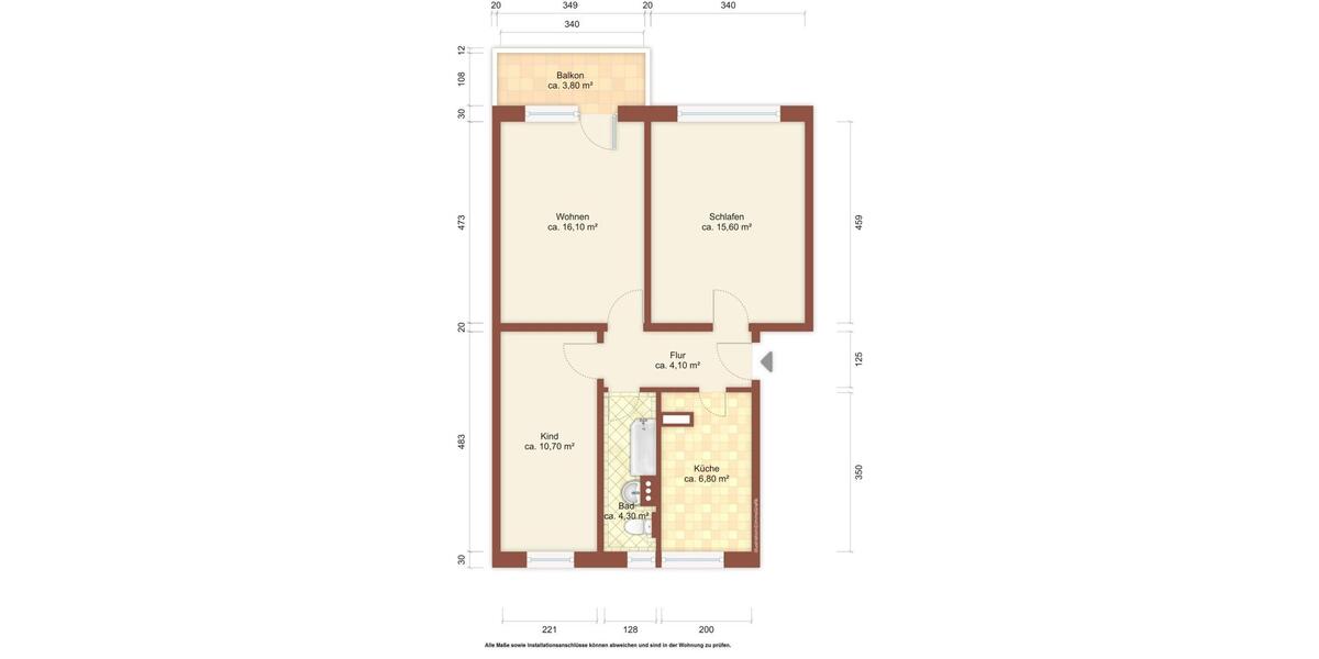 Etagenwohnung Löbau - 3 Zimmer, 60 m&sup2;, 377&euro; | Angebot:25790171