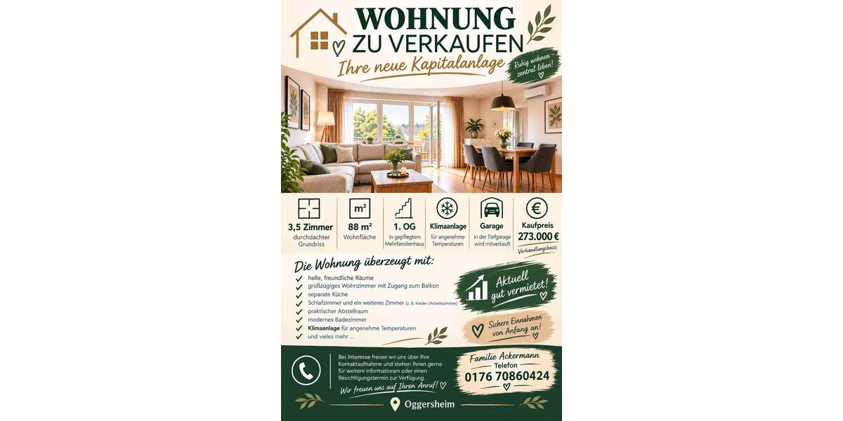 Etagenwohnung Ludwigshafen am Rhein Ludwigshafen-Oggersheim - 3 Zimmer, 88 m&sup2;, 273.000&euro; | Angebot:27408182