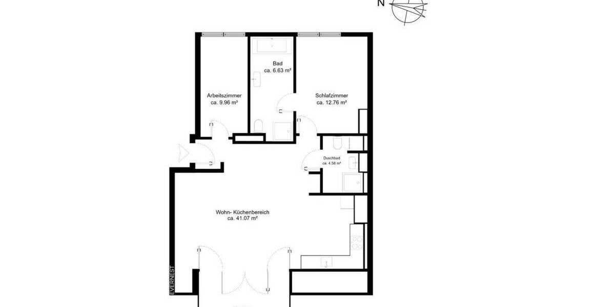 Etagenwohnung Aachen Aachen-Mitte - 3 Zimmer, 78 m&sup2;, 279.000&euro; | Angebot:26695093