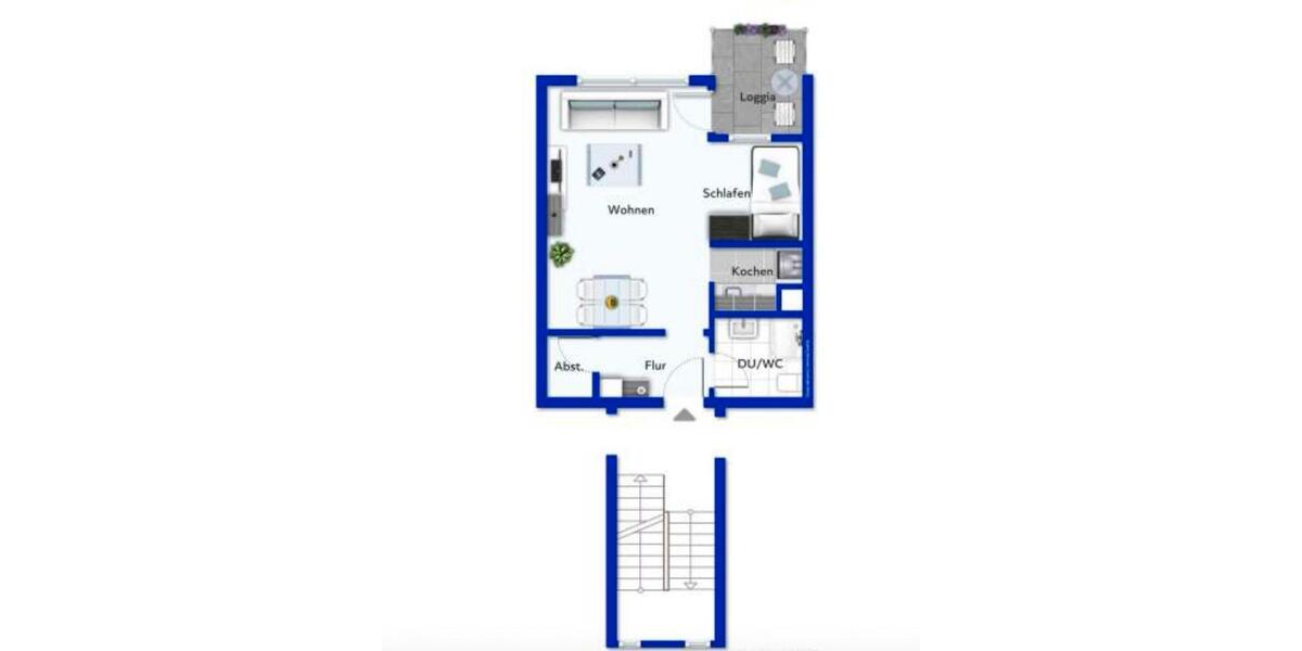 Etagenwohnung Reutlingen - 1 Zimmer, 42 m&sup2;, 895&euro; | Angebot:25048716