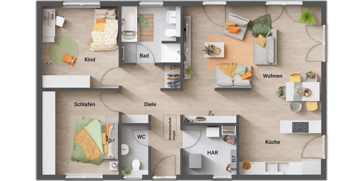 Bungalow Krauthausen Pferdsdorf-Spichra - 5 Zimmer, 102 m&sup2;, 293.790&euro; | Angebot:26065591