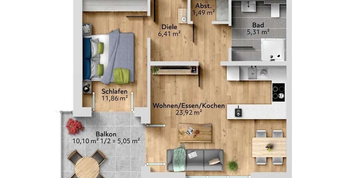 Etagenwohnung Weikersheim - 2.5 Zimmer, 54 m&sup2;, 233.453&euro; | Angebot:25277241