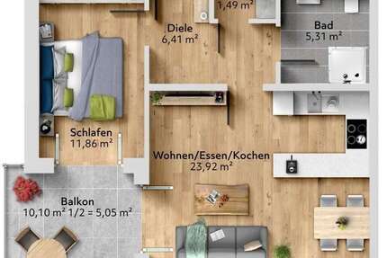 Wohnung Weikersheim - 2.5 Zimmer, 54 m&sup2;, 233.453&euro; | Angebot:25277241