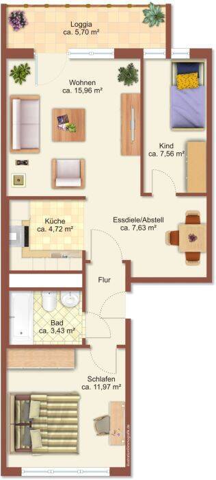 3-RaumWohnung im Grünen - Außenjalousien an allen Fenstern inklusive!