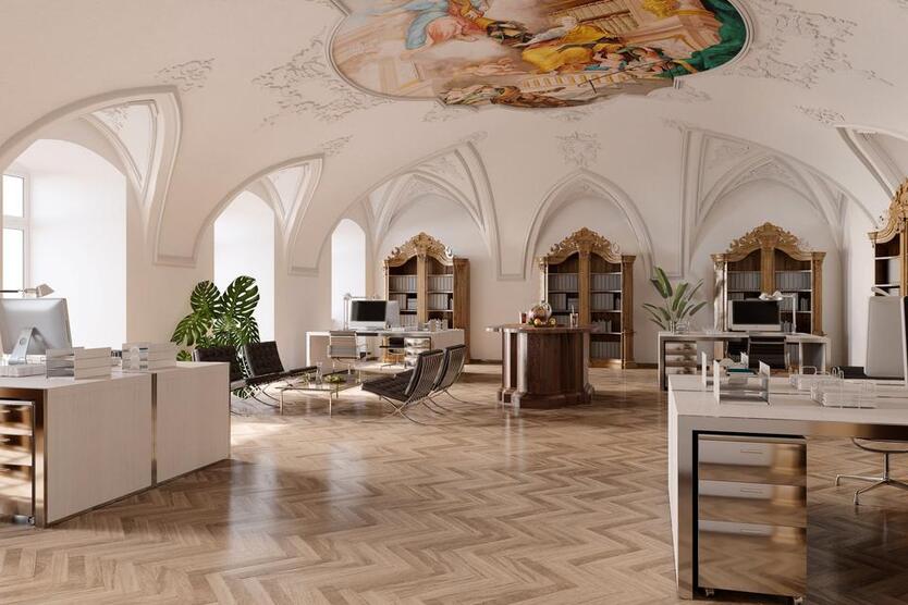 Bibliothek I Deckenmalerei und Stuck I 3-Zimmer I Wohnung, Galerie oder Büro