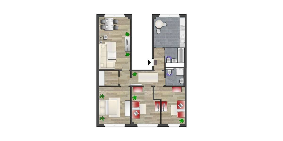 Etagenwohnung Chemnitz Zentrum - 4 Zimmer, 92 m&sup2;, 509&euro; | Angebot:26806716