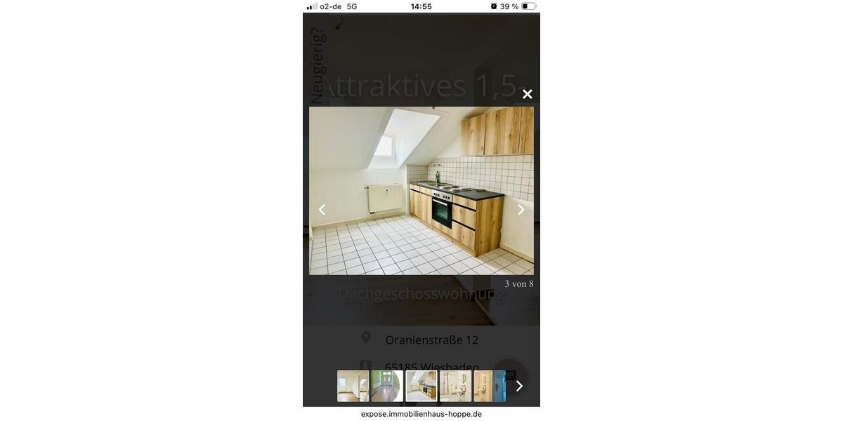 Dachgeschoßwohnung Wiesbaden Südost - 1 Zimmer, 45 m&sup2;, 760&euro; | Angebot:25964084