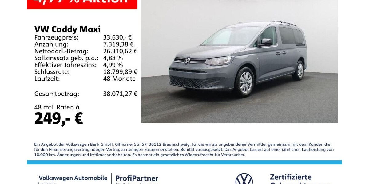 VW Caddy Maxi 12.110 km 33.630 &euro; Leipzig 04178