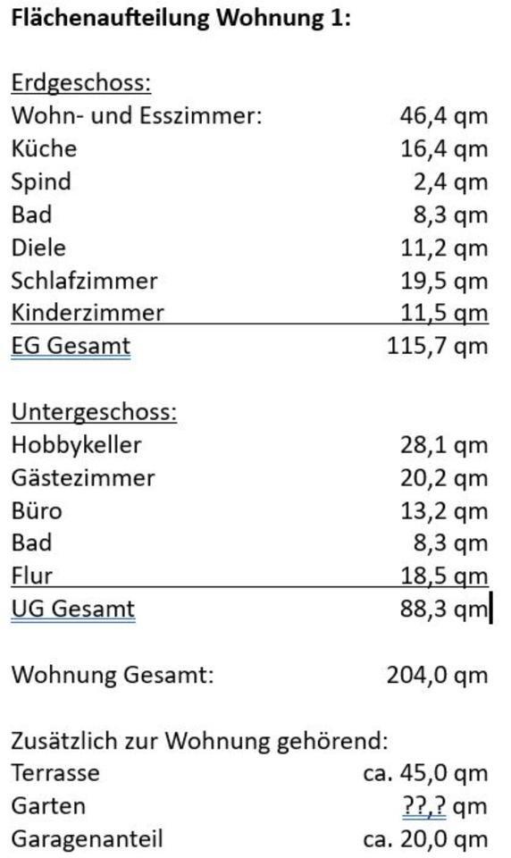 Großzügige Wohnung gesamt 205 qm in 2-Familien-Haus zimmer