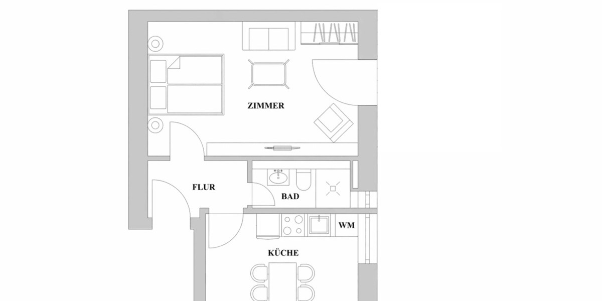 Etagenwohnung Düsseldorf Oberbilk - 1 Zimmer, 39 m&sup2;, 1.100&euro; | Angebot:26816795