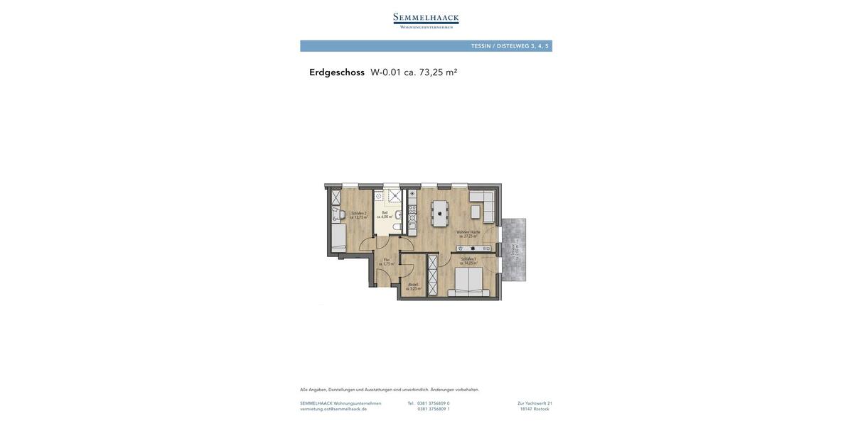 Etagenwohnung Tessin - 3 Zimmer, 73 m&sup2;, 876&euro; | Angebot:26676793
