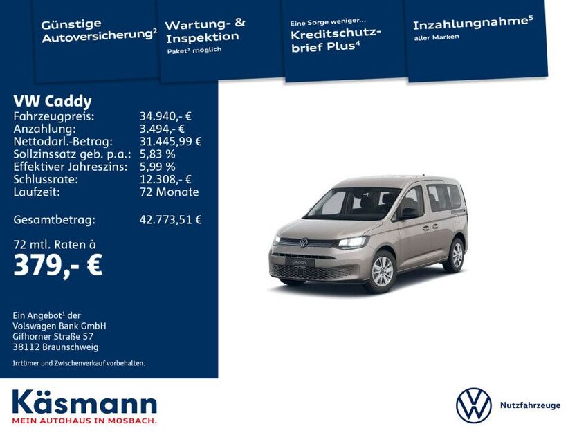 VW Caddy 23.280 km 34.940 € Mosbach 74821