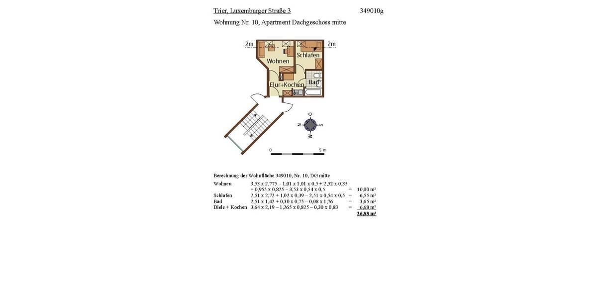 Etagenwohnung Trier Trier-West-Pallien - 2 Zimmer, 27 m&sup2;, 315&euro; | Angebot:26439148