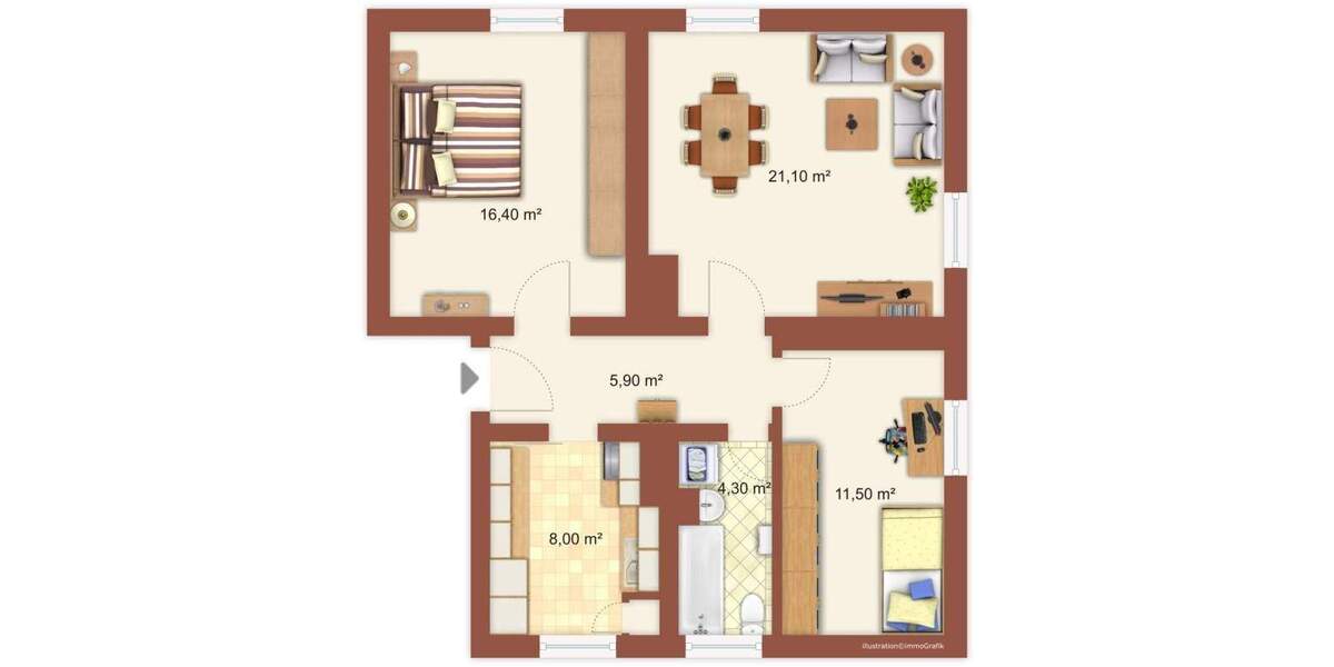 Etagenwohnung Elsteraue Profen - 3 Zimmer, 63 m&sup2;, 390&euro; | Angebot:25661143