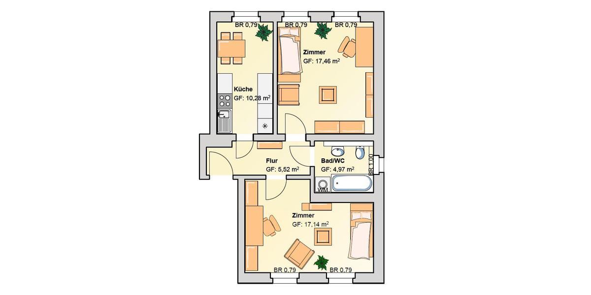 Etagenwohnung Werdau - 2 Zimmer, 57 m&sup2;, 309&euro; | Angebot:26006933