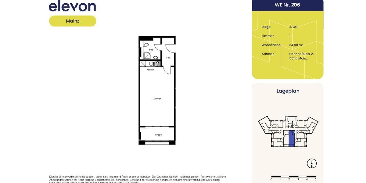 Etagenwohnung Mainz - 1 Zimmer, 35 m&sup2;, 715&euro; | Angebot:25919740