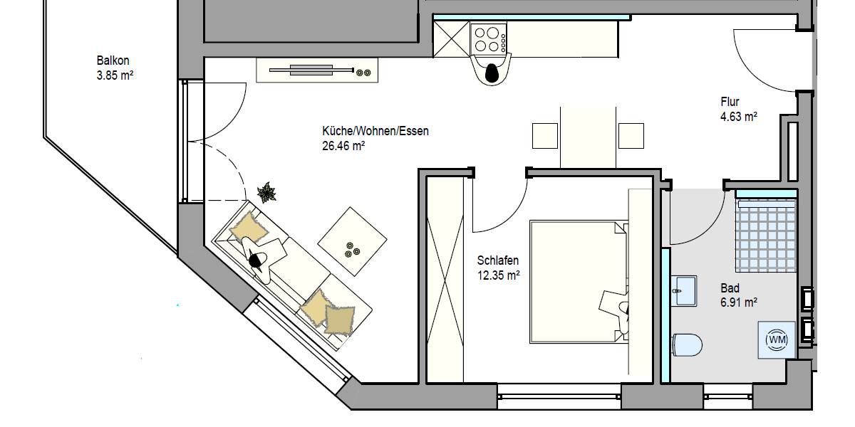 Etagenwohnung Friedrichshafen - 2 Zimmer, 53 m&sup2;, 377.800&euro; | Angebot:27126262