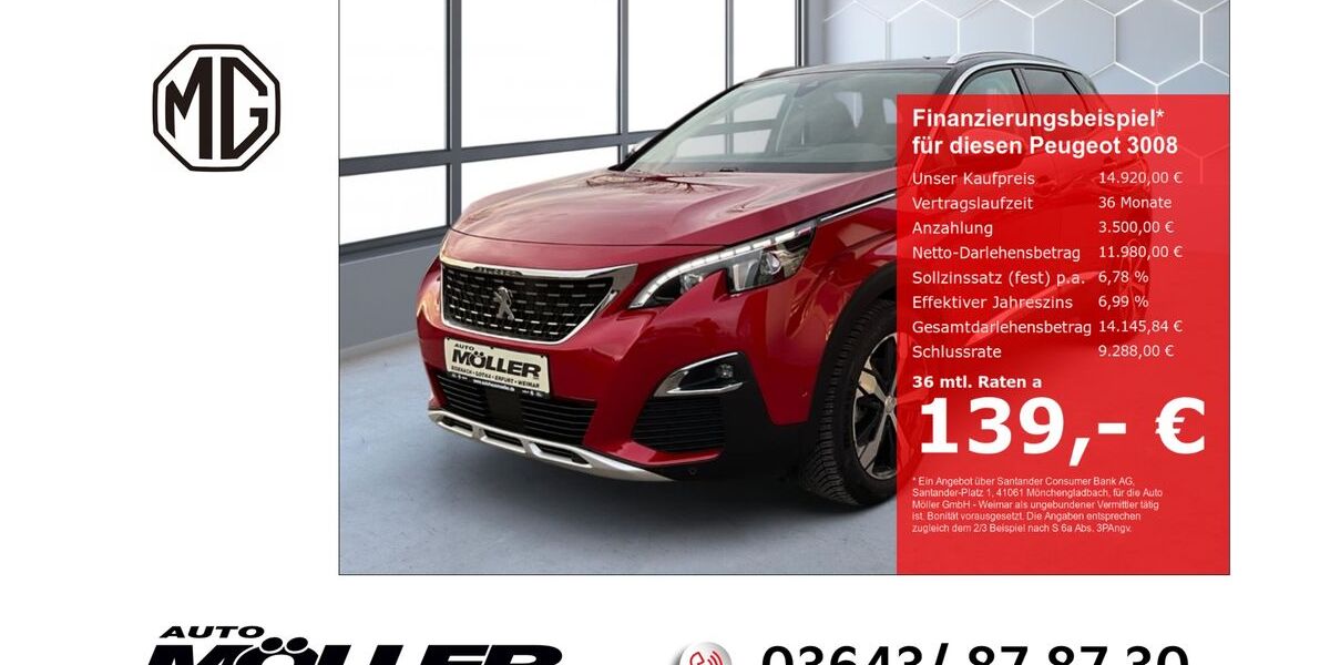 Peugeot 3008 54.972 km 14.920 &euro; Weimar 99425