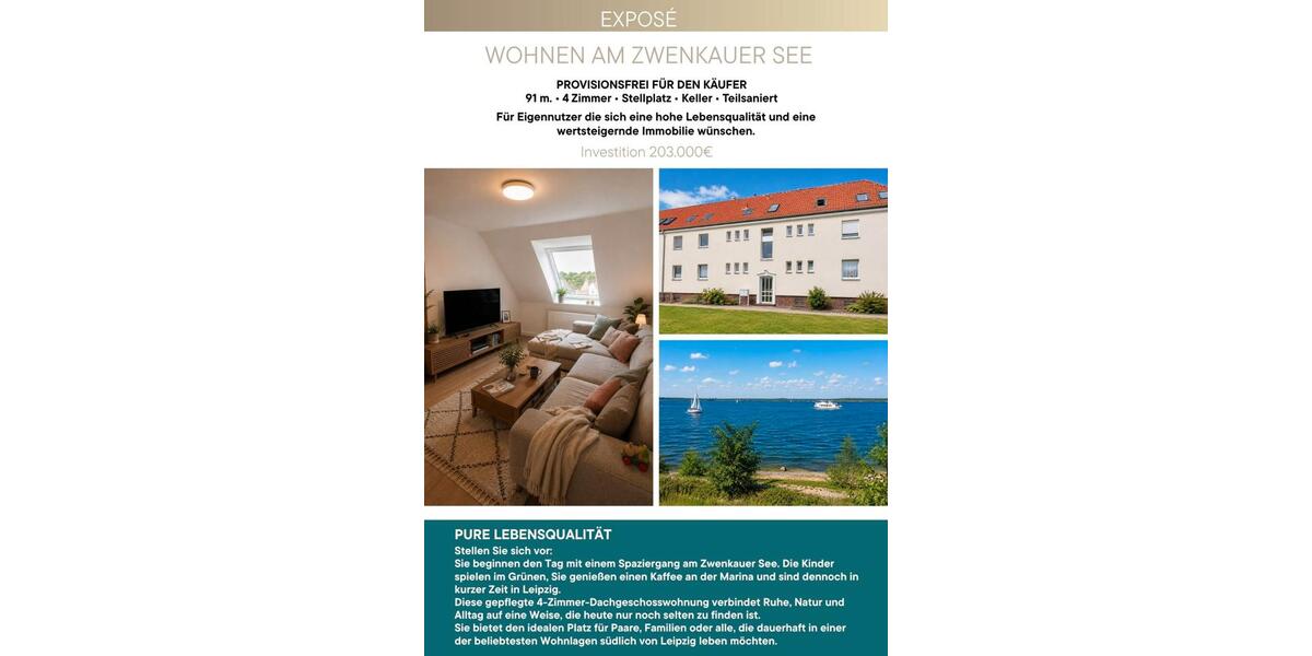 Dachgeschoßwohnung Zwenkau - 4 Zimmer, 91 m&sup2;, 203.000&euro; | Angebot:27192228