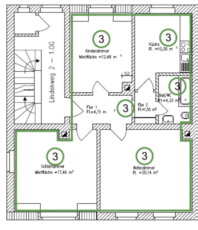 2 Zimmer in 3-er WG ab sofort frei,inkl. Internet, Strom, Heizung