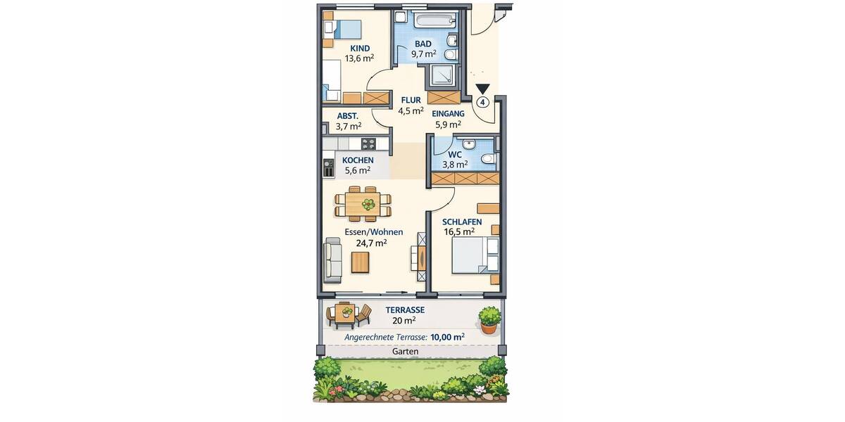 Etagenwohnung Wildberg - 3 Zimmer, 98 m&sup2;, 365.000&euro; | Angebot:26036992