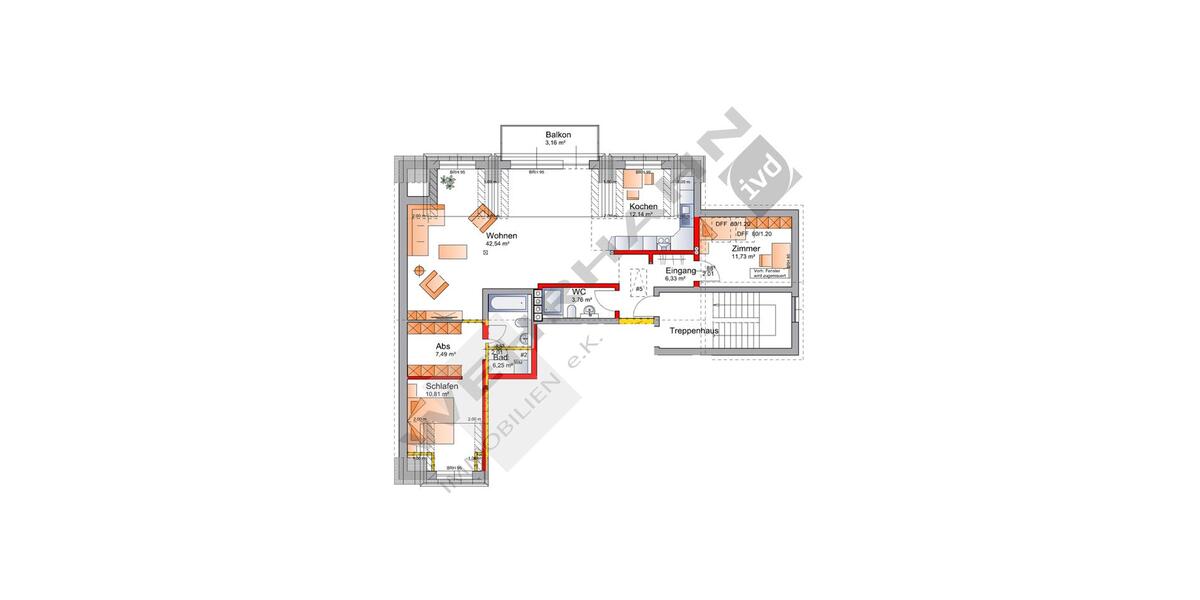 Dachgeschoßwohnung Bargteheide - 3 Zimmer, 95 m&sup2;, 1.330&euro; | Angebot:25992572