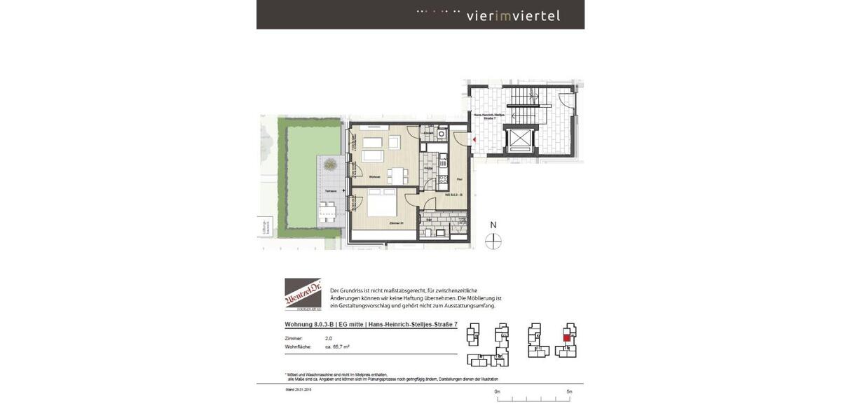 Erdgeschoßwohnung Lüneburg Ebensberg - 2 Zimmer, 66 m&sup2;, 870&euro; | Angebot:25753506