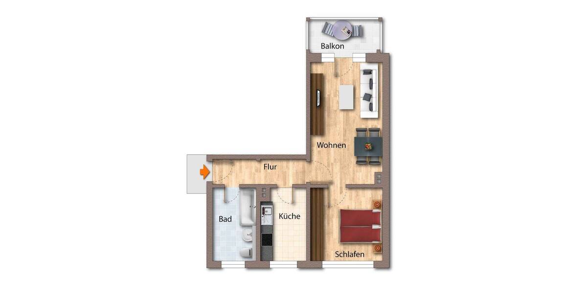 Etagenwohnung Zeulenroda-Triebes Bernsgrün - 2 Zimmer, 55 m&sup2;, 350&euro; | Angebot:26768257