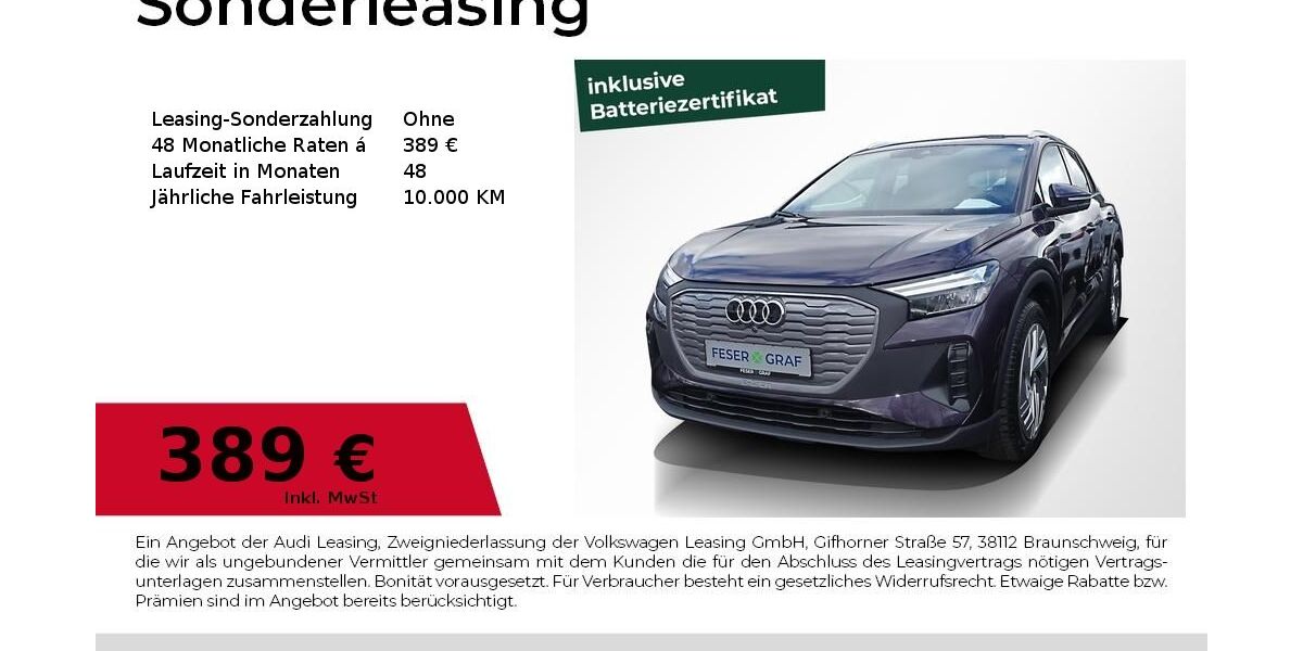 Audi Q4 e-tron 7.276 km 41.940 &euro; Erlangen 91058