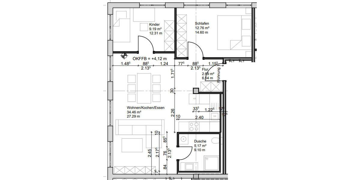 Etagenwohnung Dessau-Roßlau Roßlau - 3 Zimmer, 64 m&sup2;, 483&euro; | Angebot:26306475