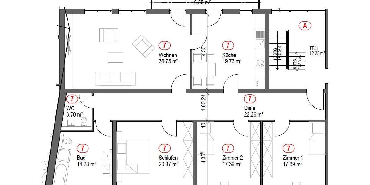 Etagenwohnung Ludwigshafen am Rhein - 4 Zimmer, 156 m&sup2;, 1.750&euro; | Angebot:24807751