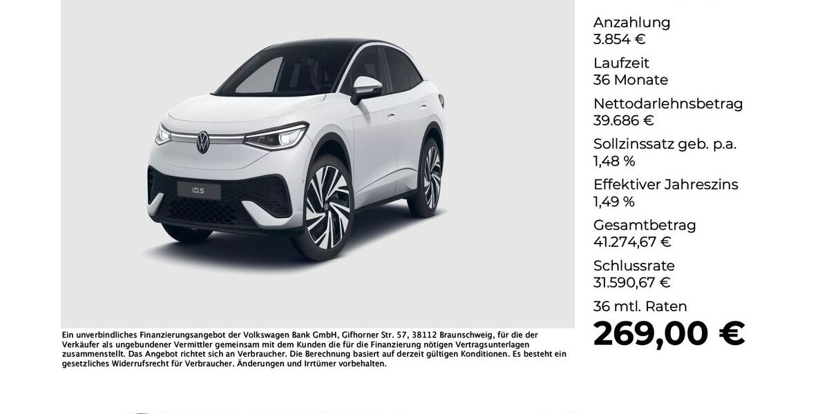 VW ID.5 7.099 km 42.980 € Osnabrück 49078