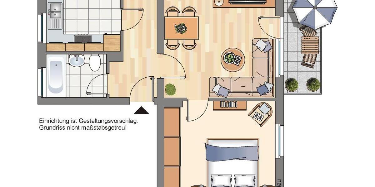 Erdgeschoßwohnung Recklinghausen König Ludwig - 2 Zimmer, 44 m&sup2;, 399&euro; | Angebot:24778756