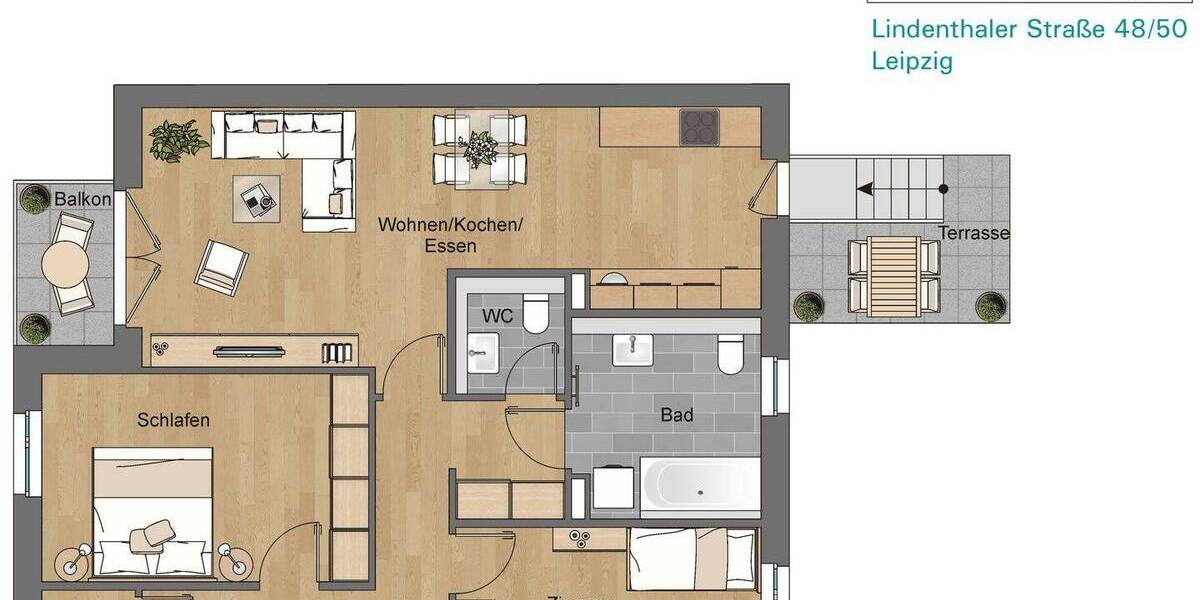 Etagenwohnung Leipzig Gohlis-Süd - 3 Zimmer, 88 m&sup2;, 1.125&euro; | Angebot:26817106
