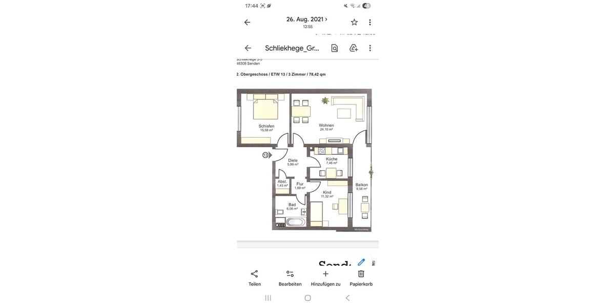 Etagenwohnung Senden - 3 Zimmer, 78 m&sup2;, 192.000&euro; | Angebot:25760591