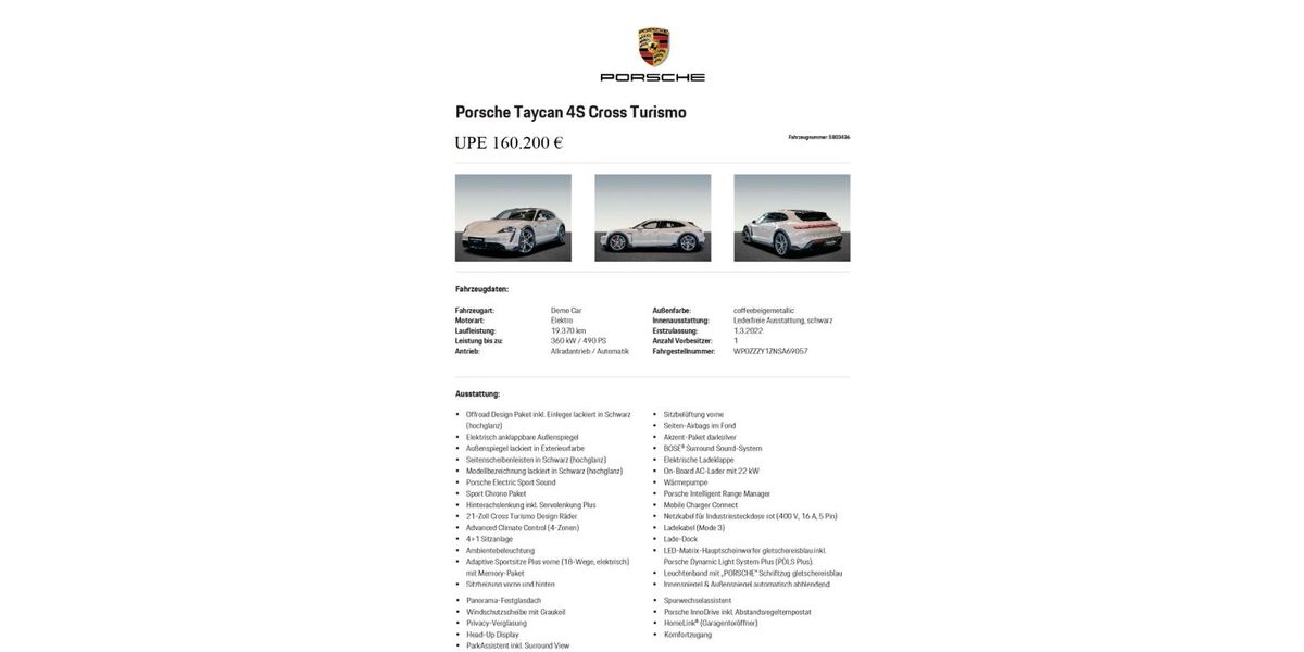 Porsche Taycan 69.881 km 89.900 &euro; Lützen 06686