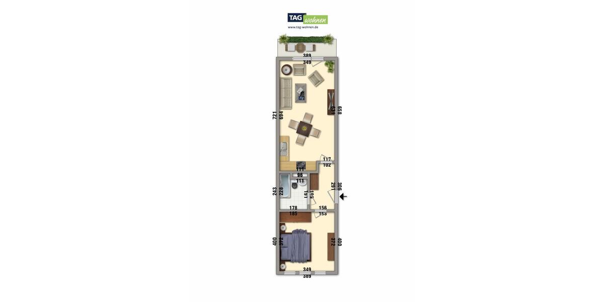 Etagenwohnung Stadtilm - 2 Zimmer, 42 m&sup2;, 230&euro; | Angebot:26382386