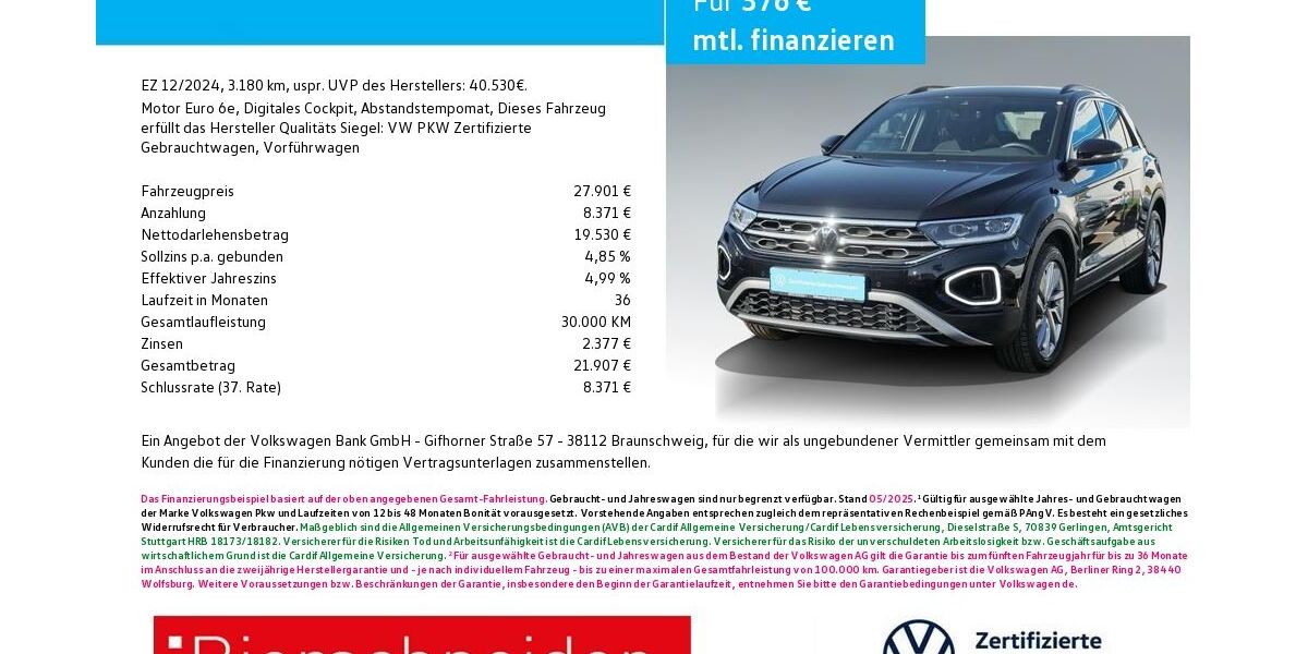 VW T-Roc 3.160 km 27.750 &euro; Ingolstadt 85053