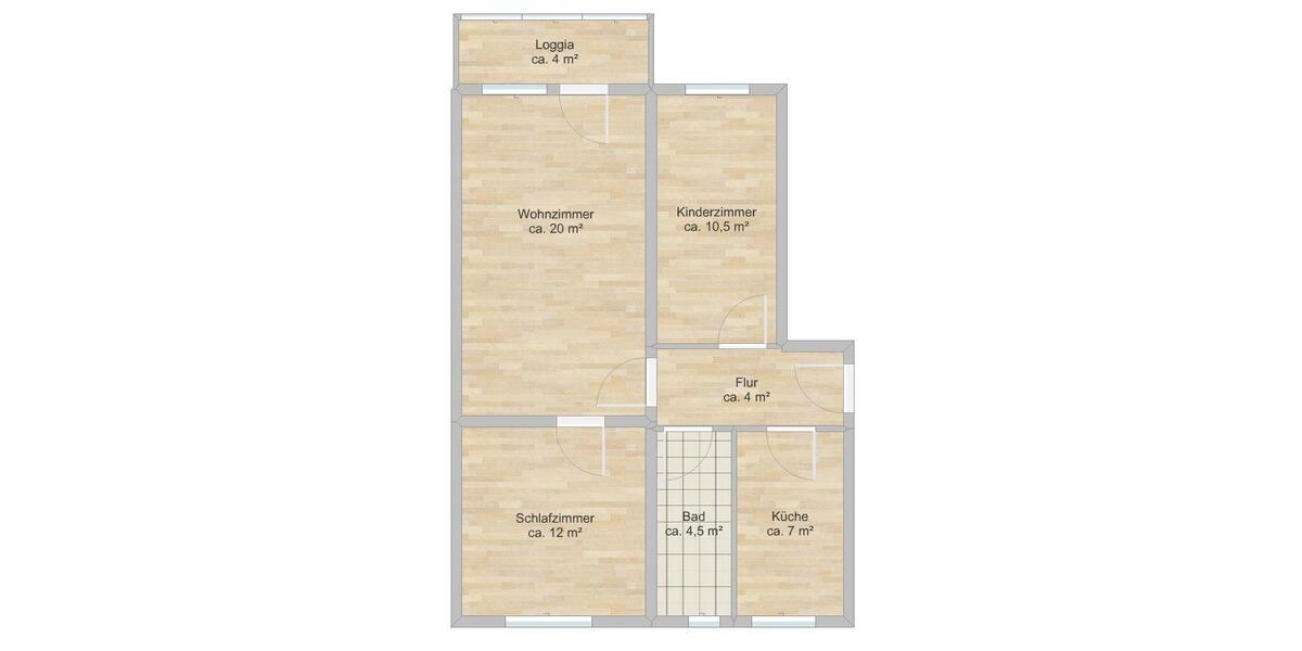 Etagenwohnung Neustadt in Sachsen - 3 Zimmer, 58 m&sup2;, 335&euro; | Angebot:26276024