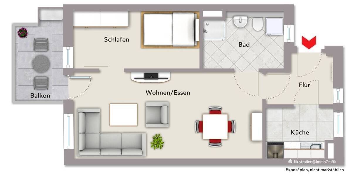 Etagenwohnung Karlsruhe / Oberreut Oberreut - 2 Zimmer, 45 m&sup2;, 188.000&euro; | Angebot:26433606