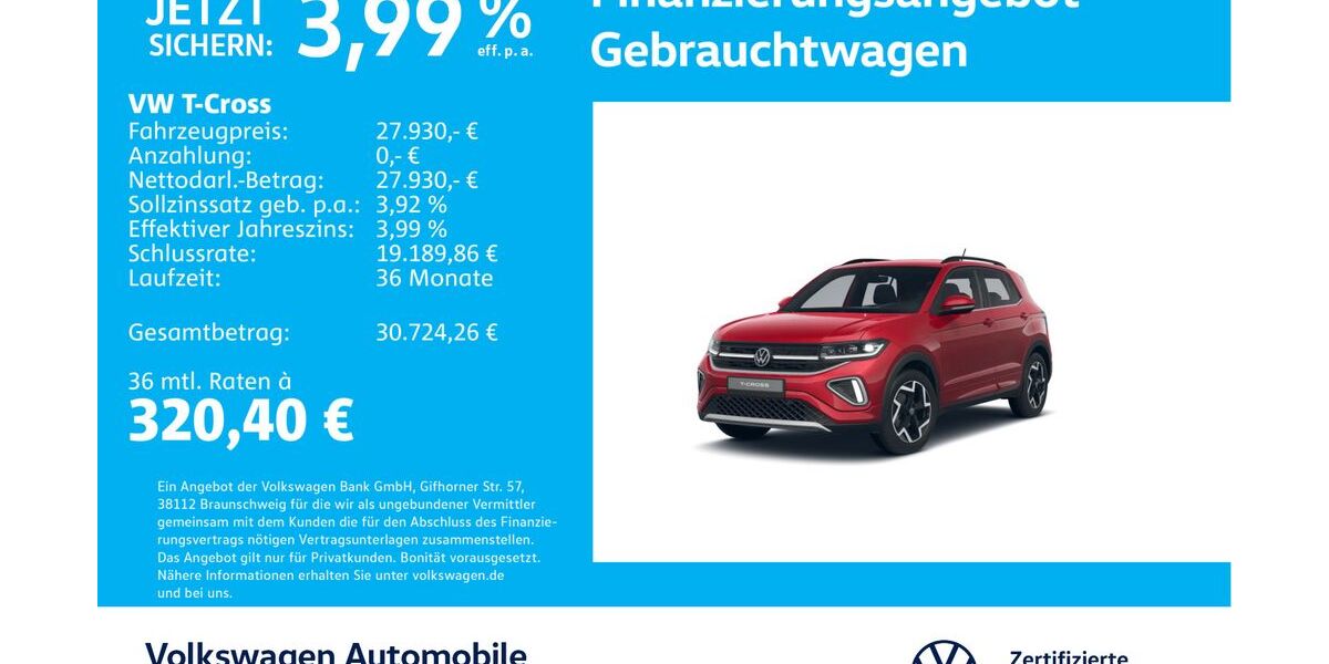 VW T-Cross 11.461 km 27.430 &euro; Stuttgart-Feuerbach 70469