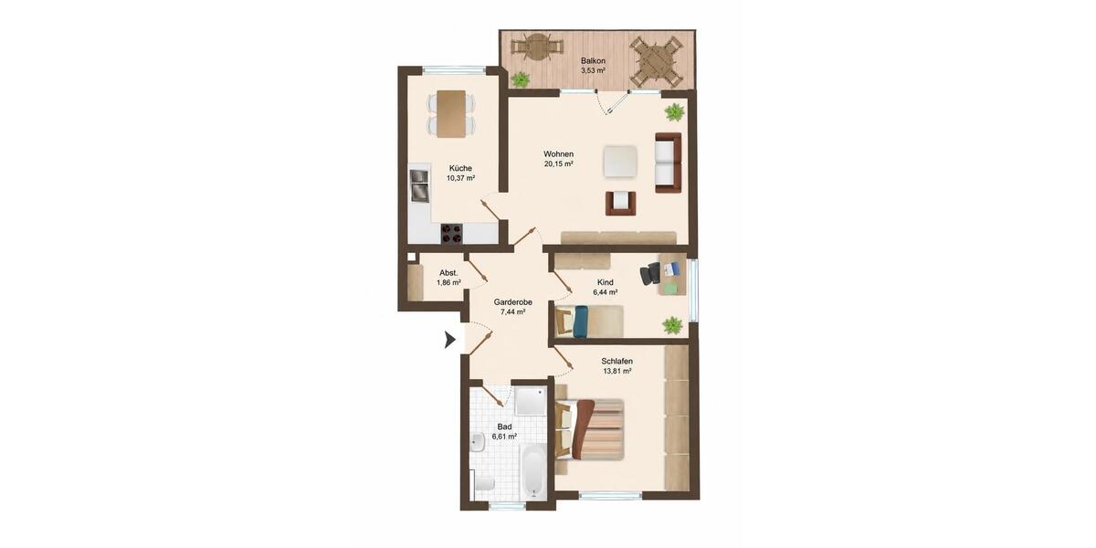 Etagenwohnung Oelsnitz (Erzgebirge) - 3 Zimmer, 70 m&sup2;, 104.980&euro; | Angebot:27432684