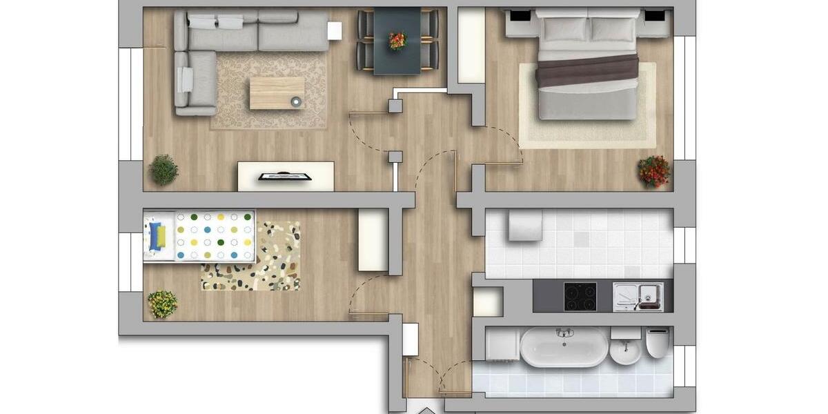 Erdgeschoßwohnung Bernburg (Saale) - 3 Zimmer, 58 m&sup2;, 329&euro; | Angebot:25540619