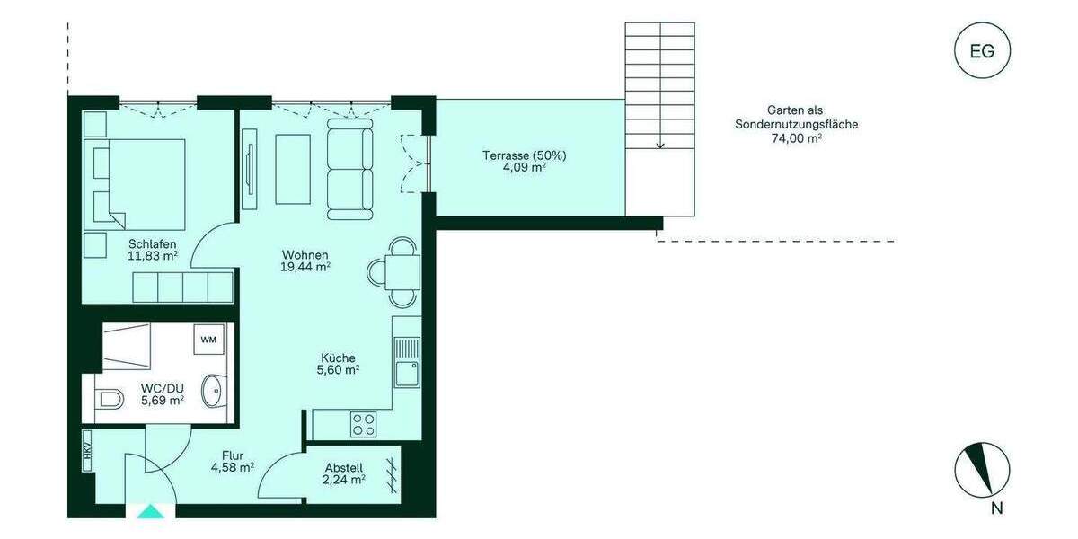Etagenwohnung Zossen Finkenherd - 2 Zimmer, 53 m&sup2;, 249.900&euro; | Angebot:25957403