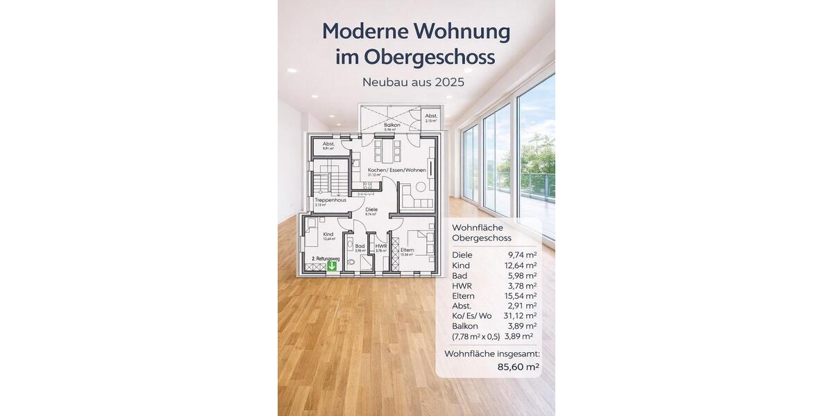 Etagenwohnung Geldern - 3 Zimmer, 88 m&sup2;, 1.140&euro; | Angebot:26374116