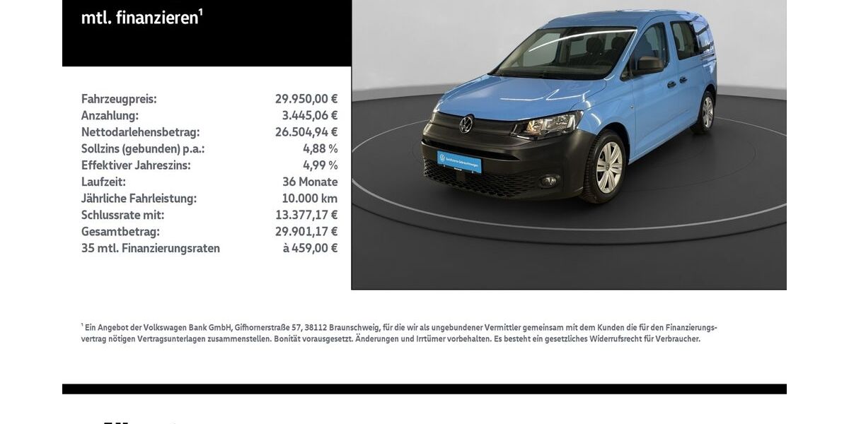VW Caddy 34.300 km 28.799 &euro; Mühlhausen/Thüringen 99974