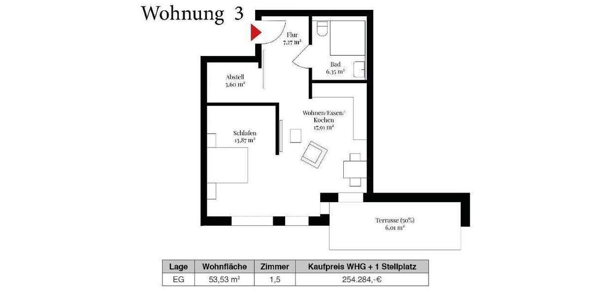 Etagenwohnung Horneburg - 1 Zimmer, 53 m&sup2;, 267.650&euro; | Angebot:24156787