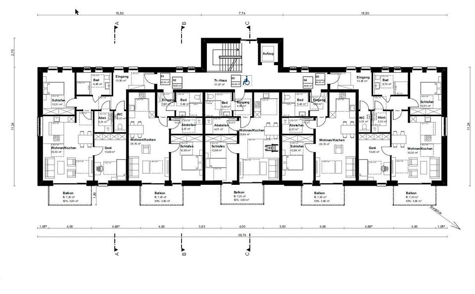 Etagenwohnung Bad Bentheim - 3 Zimmer, 86 m&sup2;, 1.080&euro; | Angebot:26561466