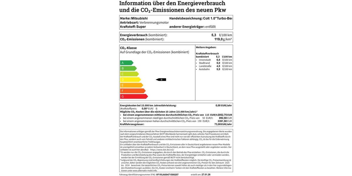 Mitsubishi Colt 1.200 km 20.990 &euro; Elmshorn 25337